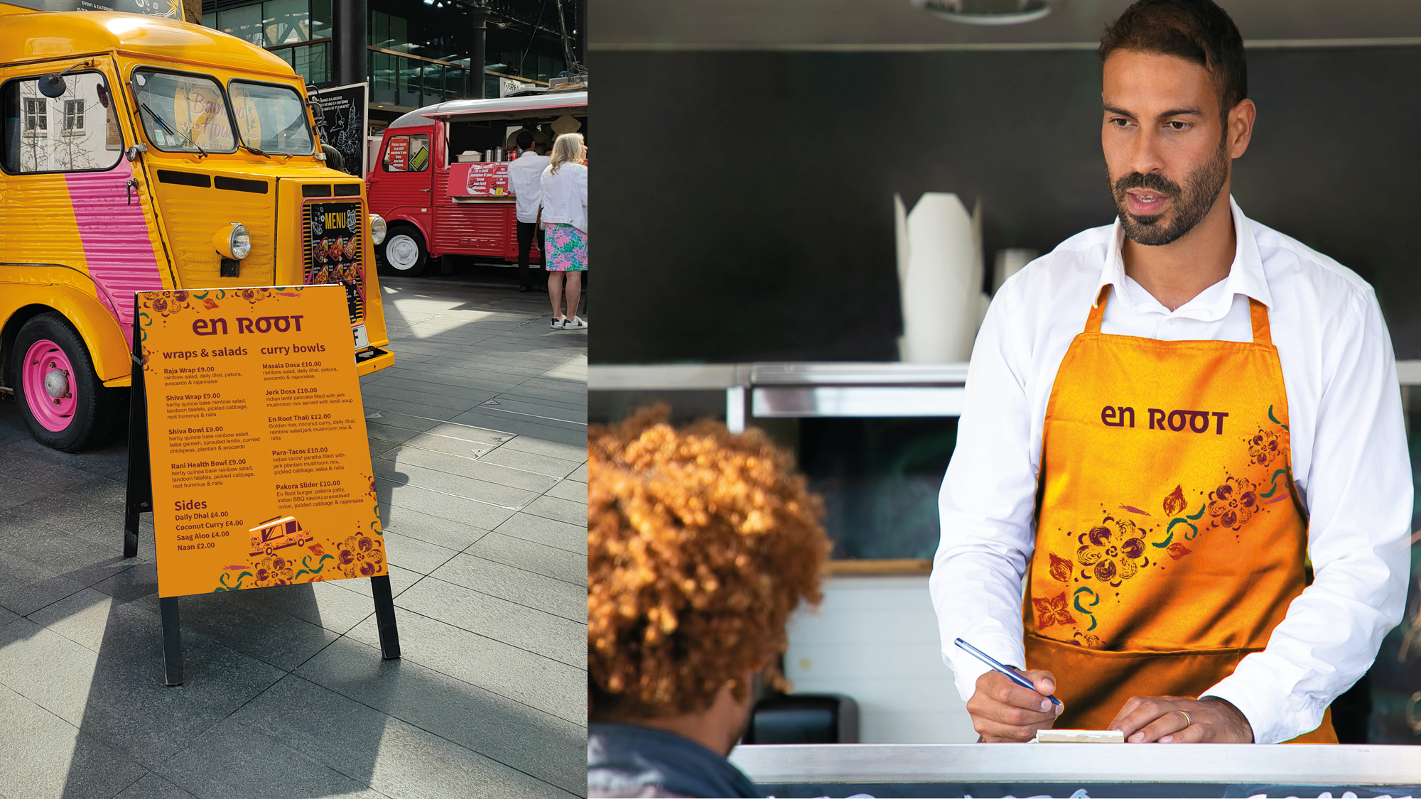 Menu boarch mockup | Man in apron mockup